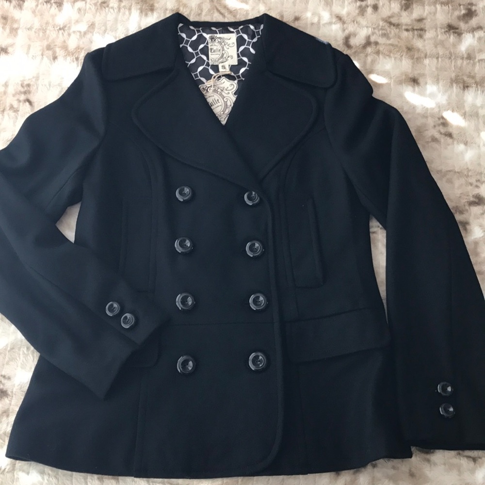 💕Tulle Black Winter Peacoat.Size S❄️☃️❄️☃️
